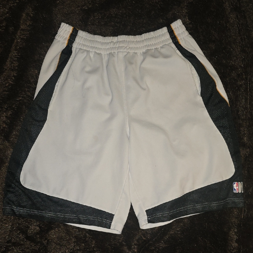 Men's White Athletic Shorts with Black Trim